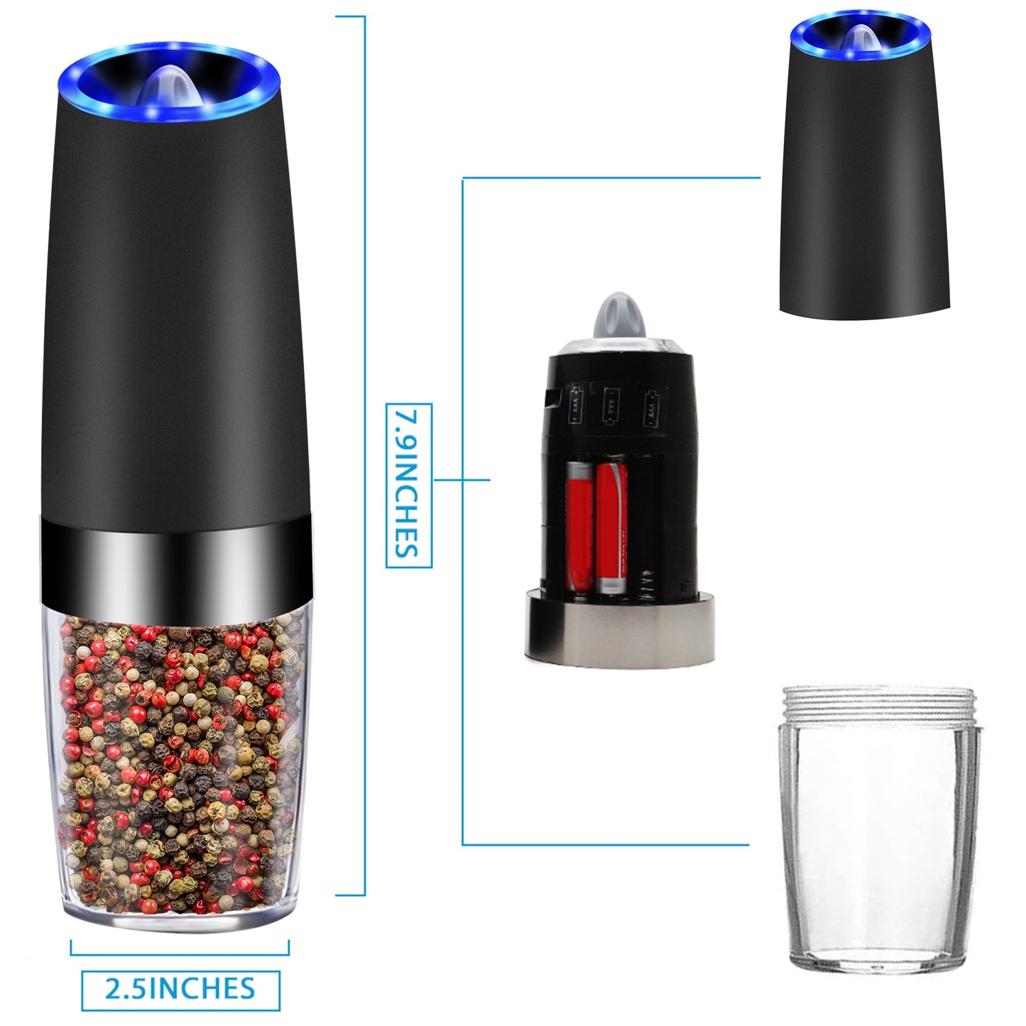GraviSpice Electric Pepper & Salt Grinder