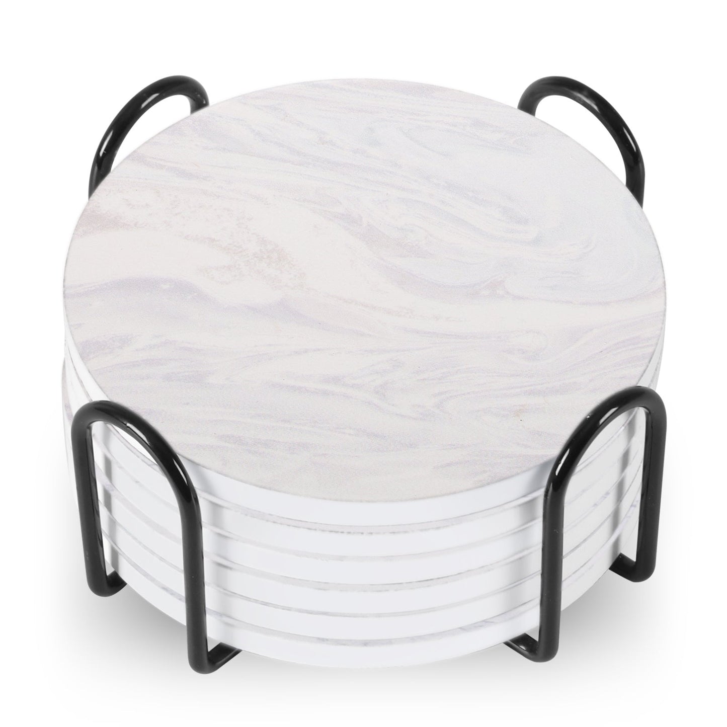 StoneGuard Ceramic Coaster Set with Metal Stand (6-Piece)