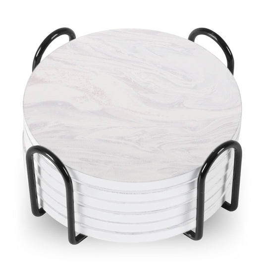 StoneGuard Ceramic Coaster Set with Metal Stand (6-Piece)